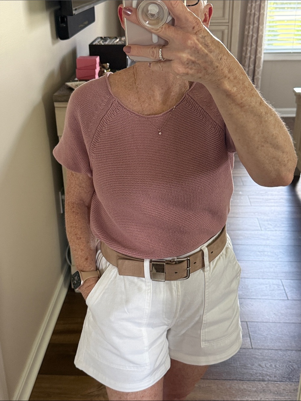Lauren Conrad Blush Pink Short Sleeved Semi-Cropped Sweater